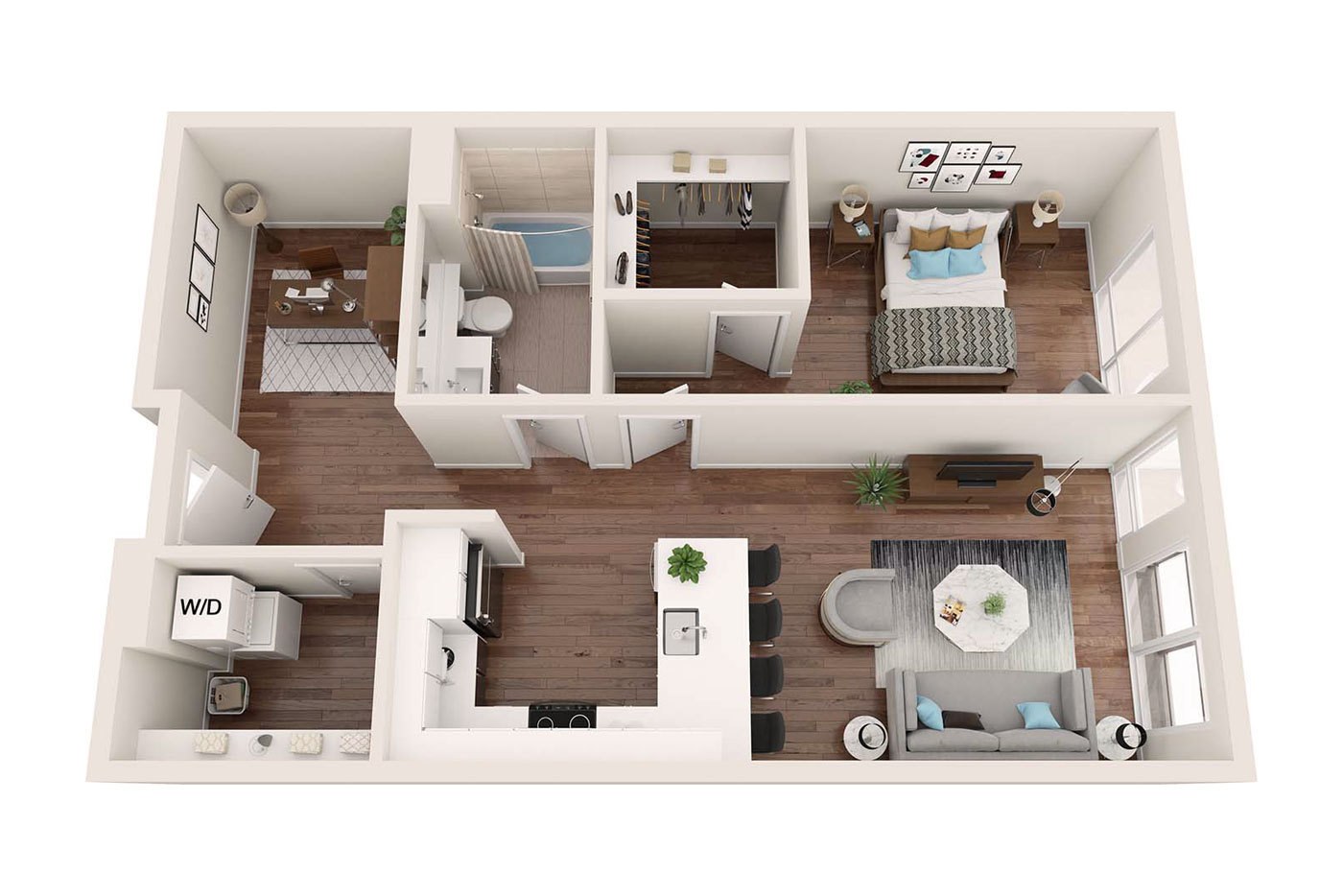 1D.1 - One Bedroom w/ Den and Balcony | BLU Bellevue