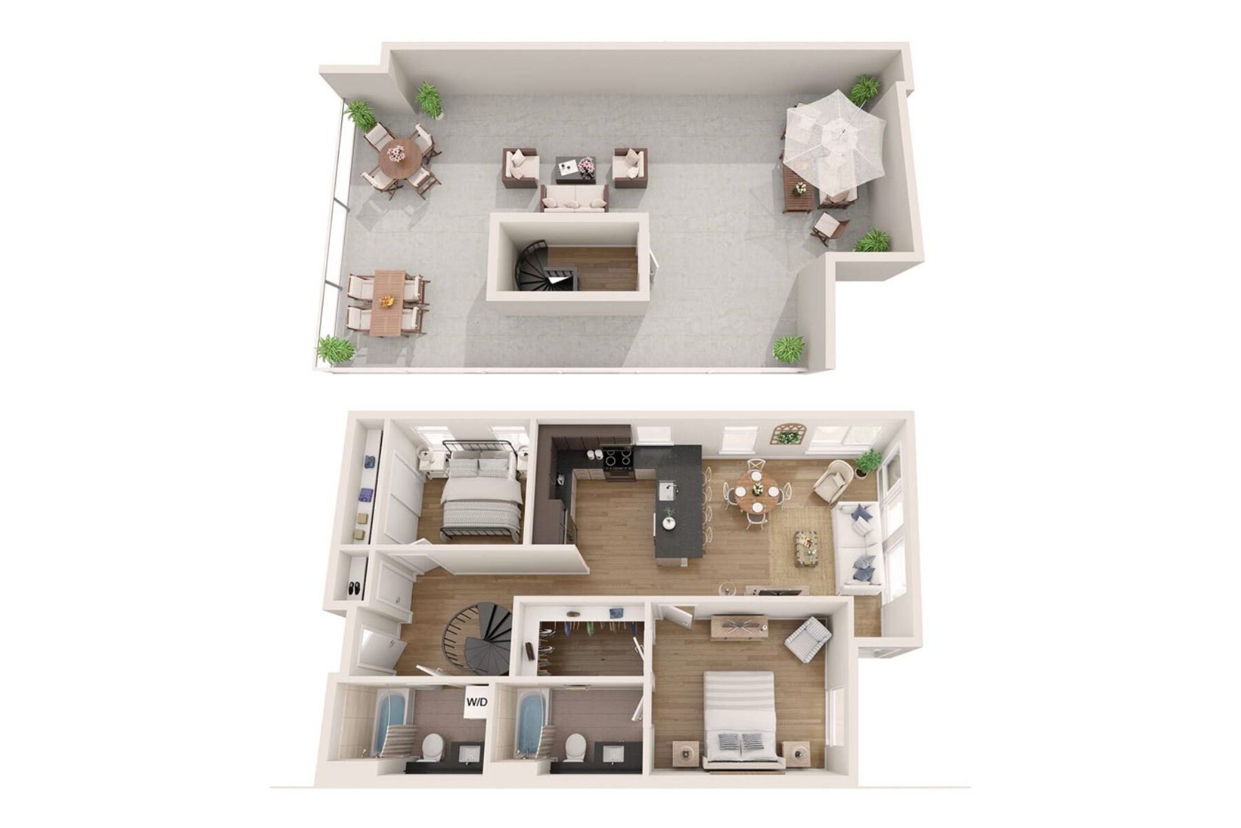 Plan Image: 2.1 - Two Bedroom w/ Balcony or Penthouse Deck