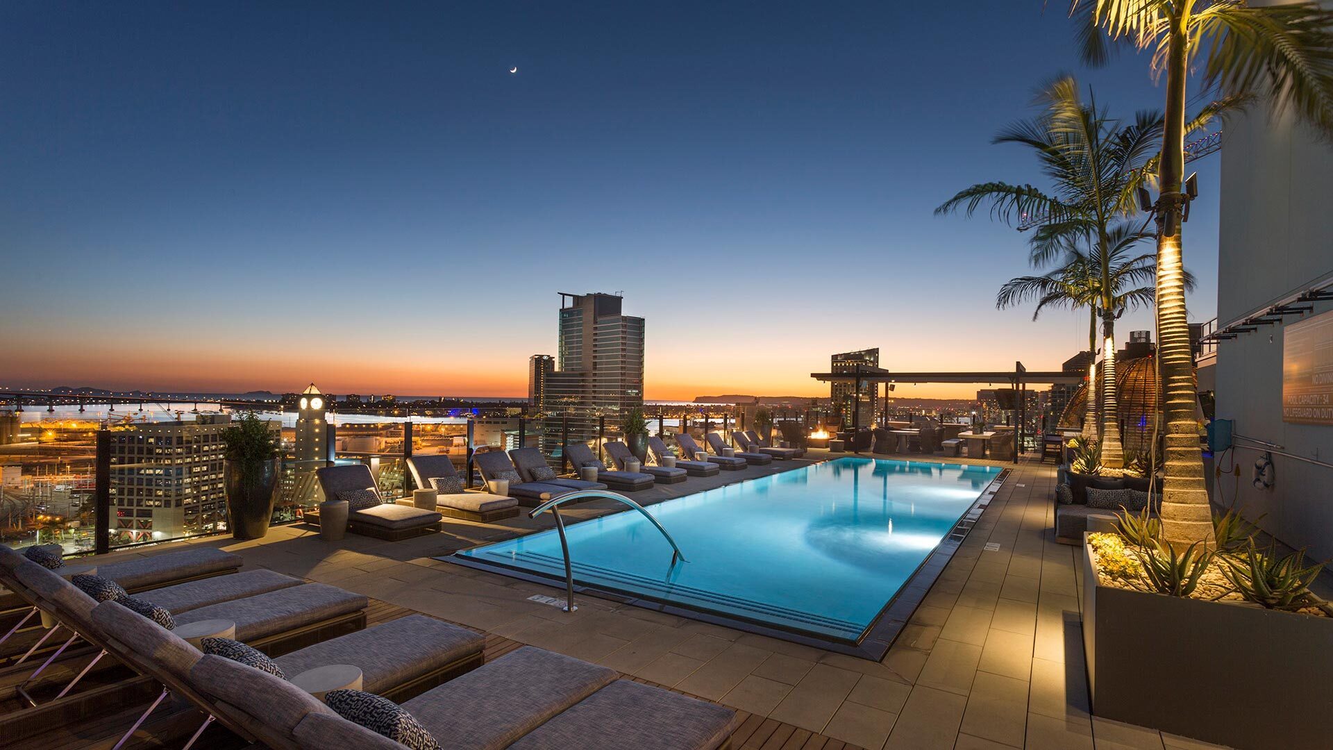 0724 ALX san diego rooftop pool evening view 1