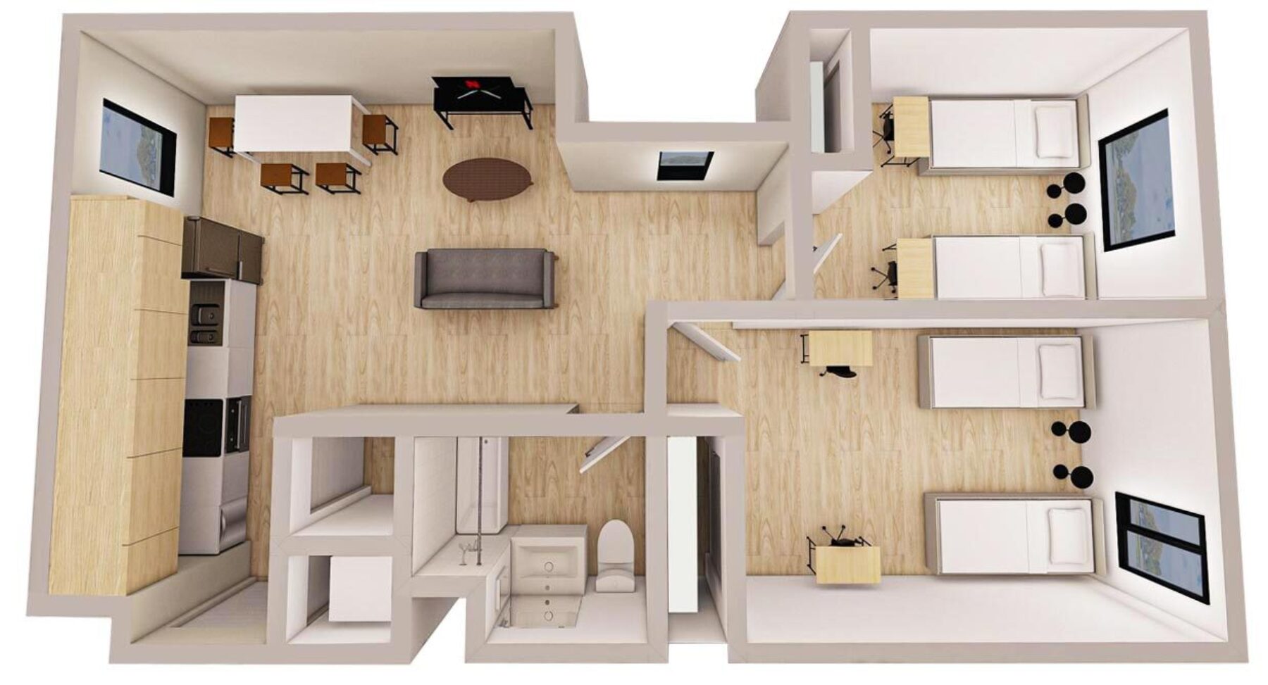 Plan Image: C3 - Two Bedroom - Furnished