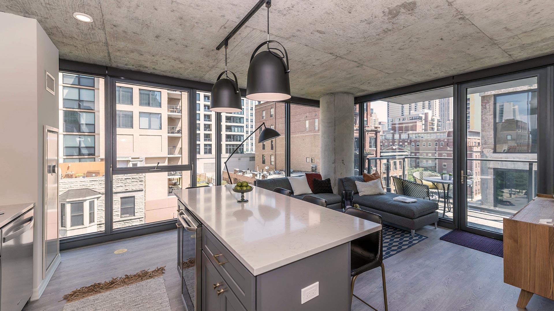 Marlowe chicago B1 2 BR model kitchen view